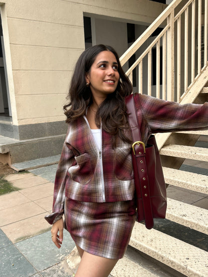 Maroon Plaid Jacket