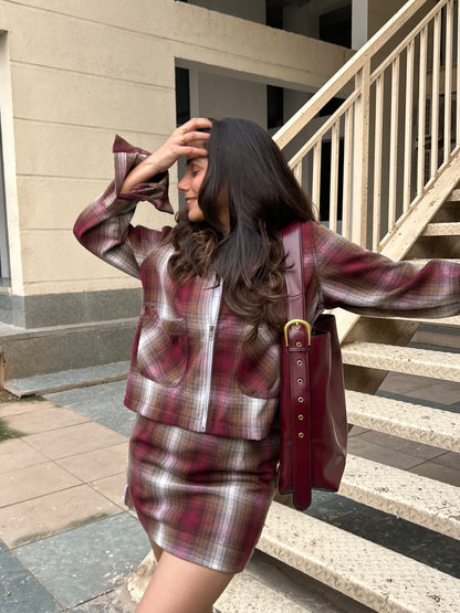 Maroon Plaid Jacket