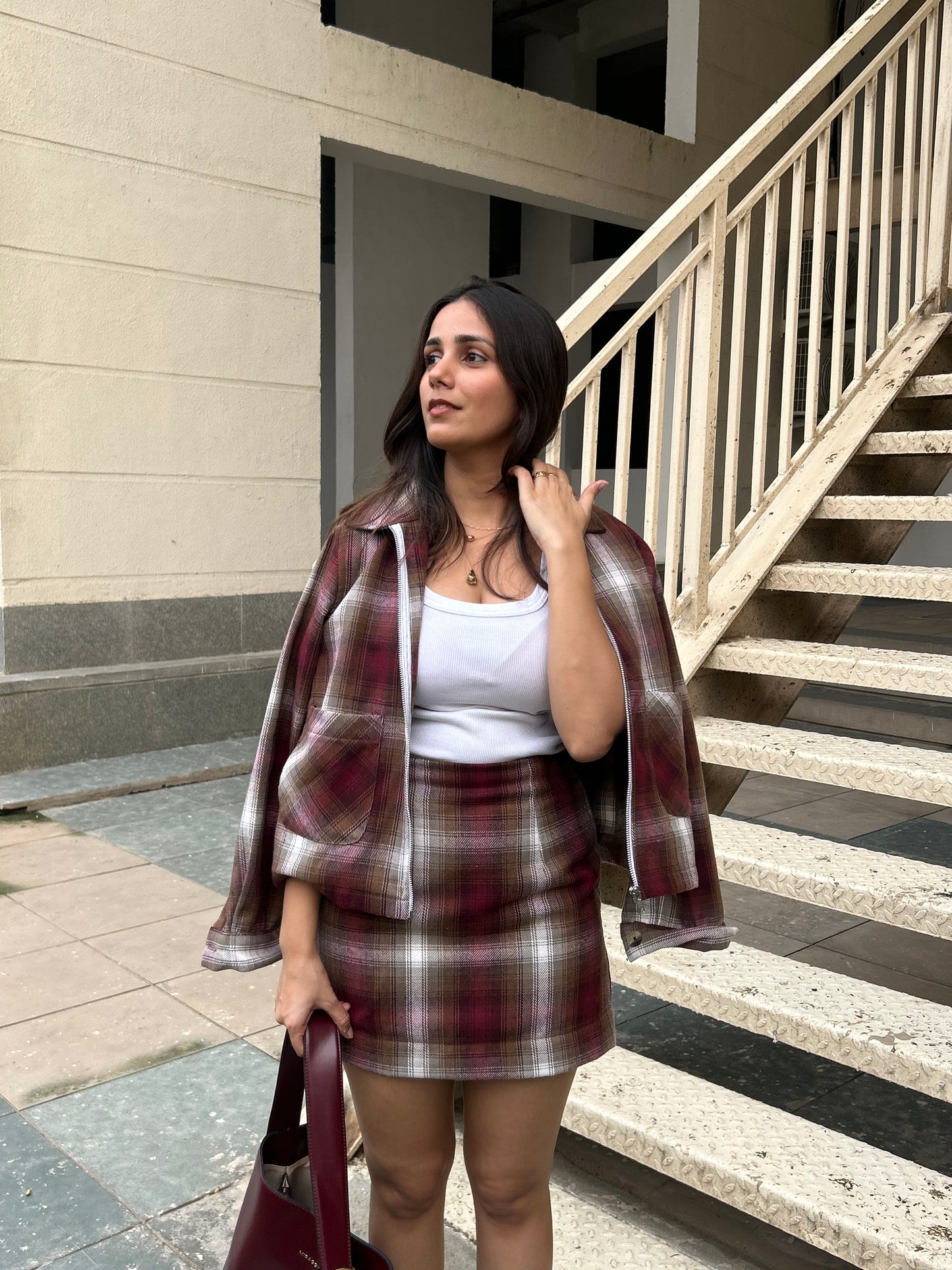 Maroon Plaid Jacket