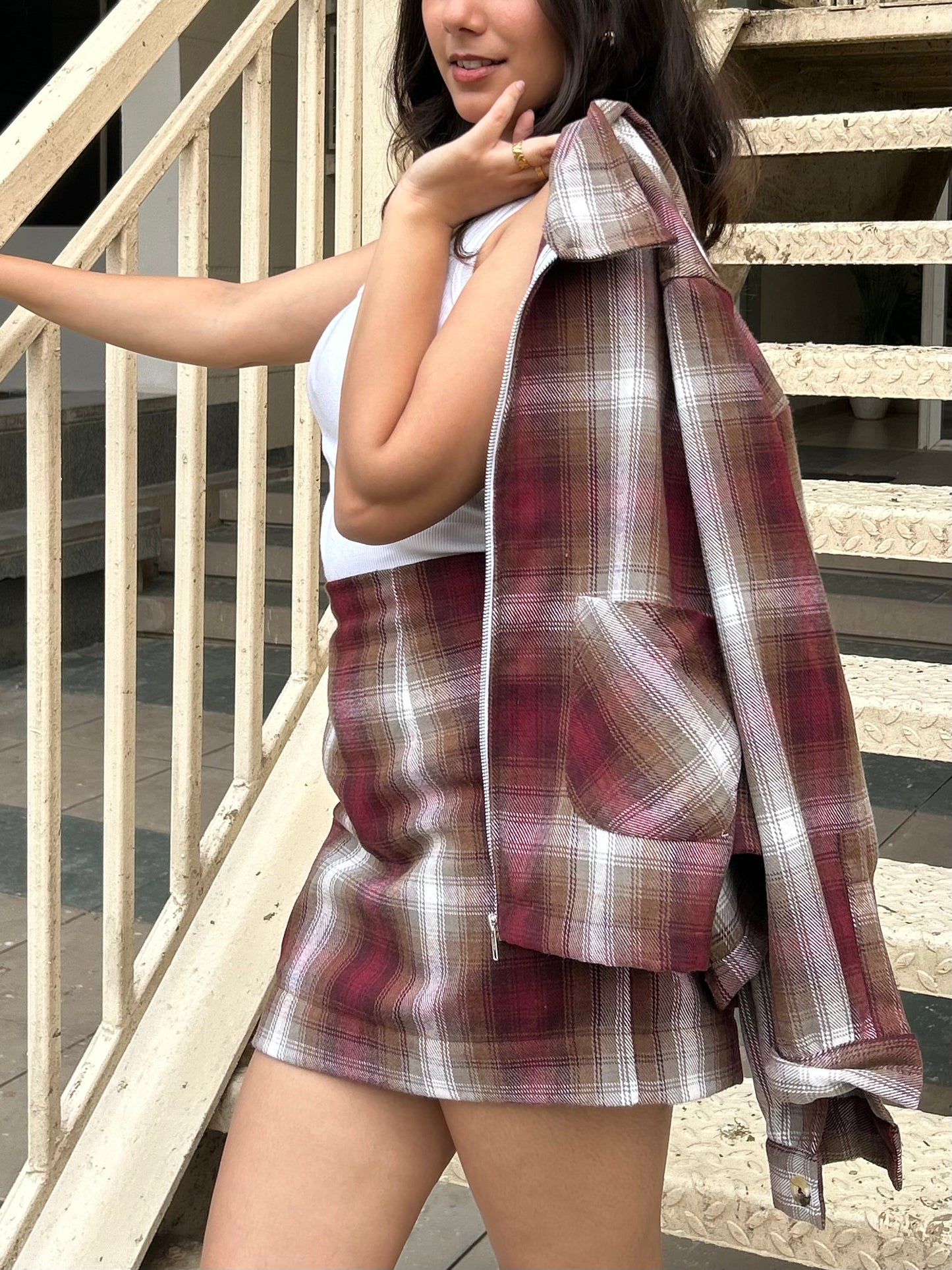 Maroon Plaid Skirt
