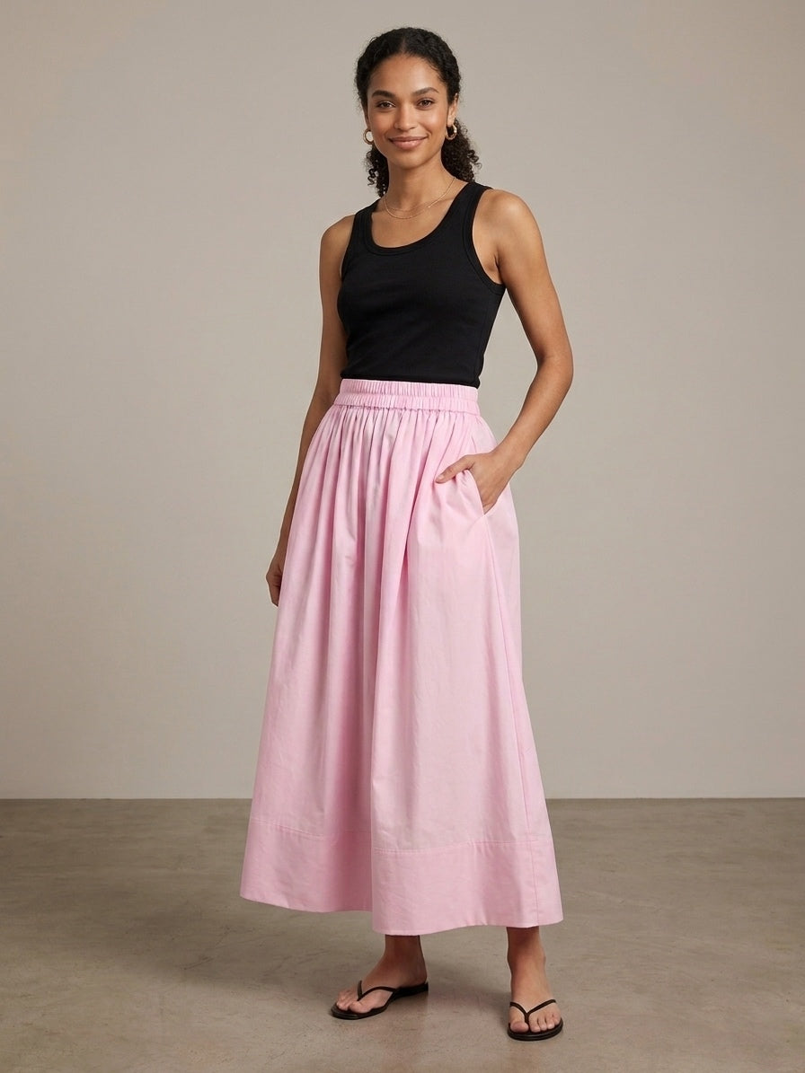 Baby Pink Cotton Poplin Skirt