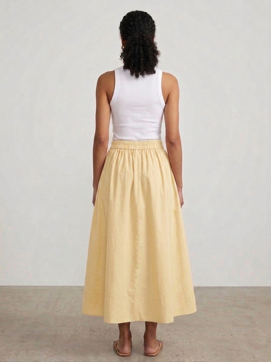 Butter Yellow Cotton Poplin Skirt