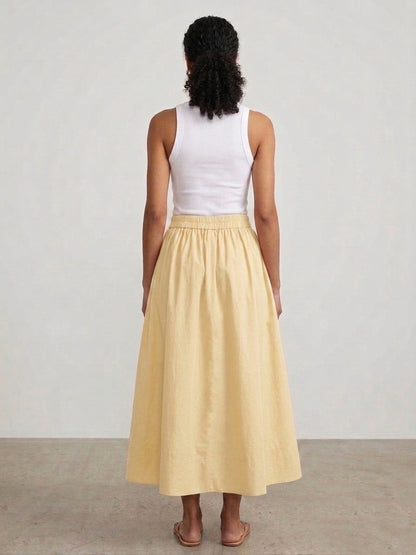 Butter Yellow Cotton Poplin Skirt