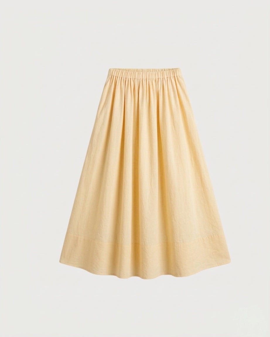 Butter Yellow Cotton Poplin Skirt