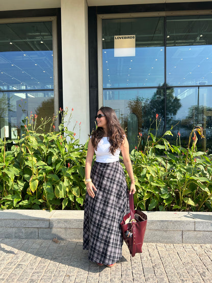 B&W Plaid Brushed Cotton Skirt