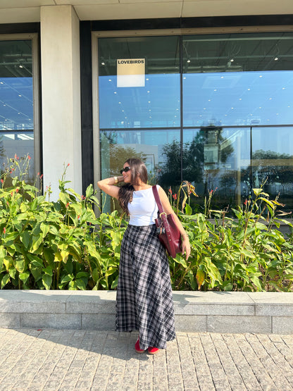 B&W Plaid Brushed Cotton Skirt