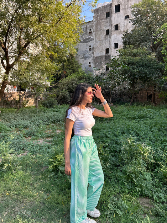 Green Poplin Pants