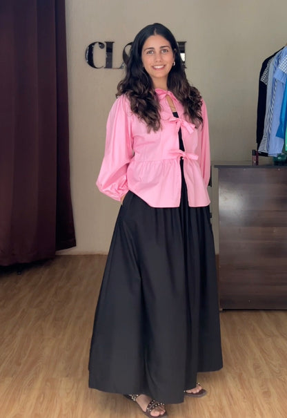 Black Cotton Poplin Skirt