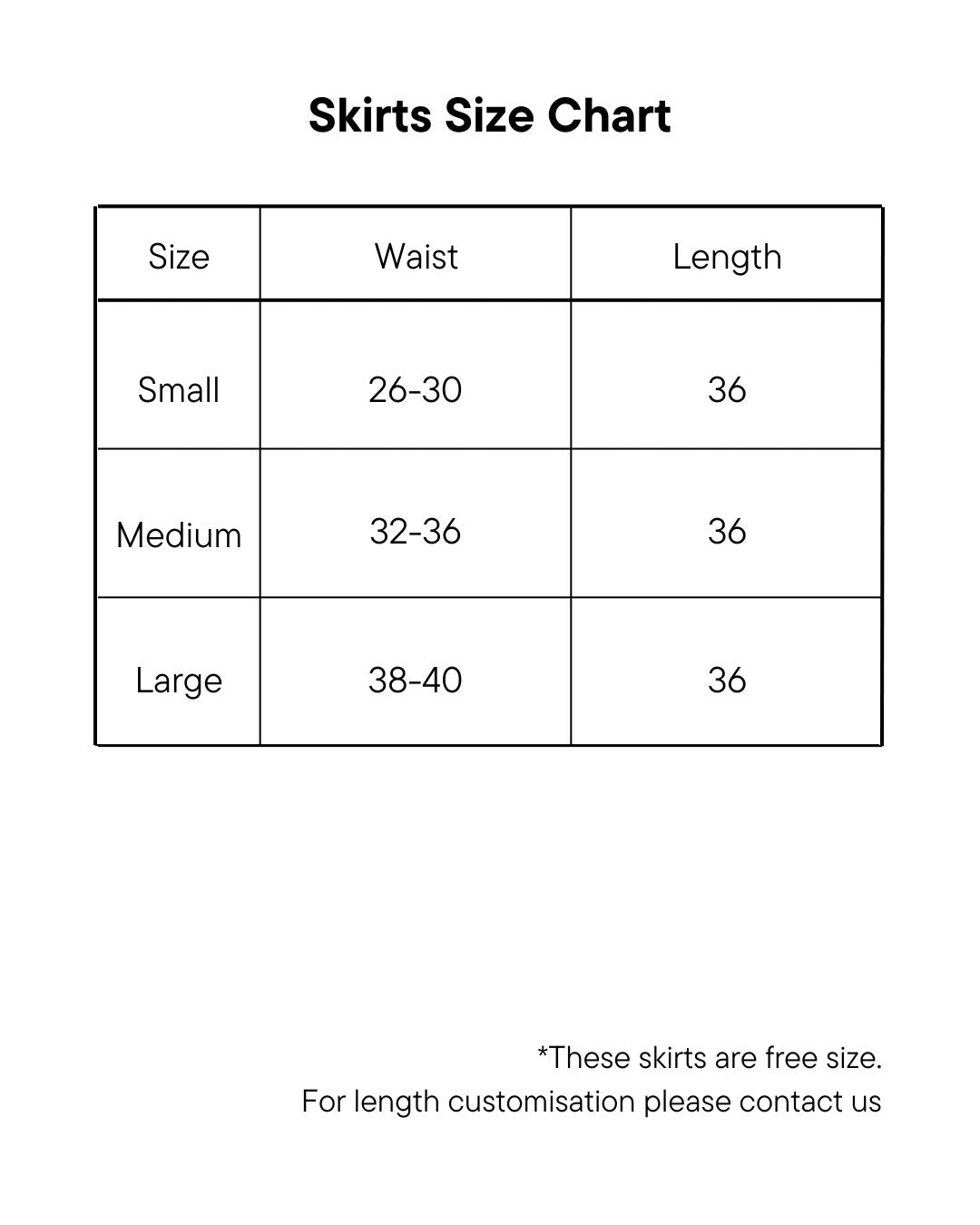 Skirt Size Chart