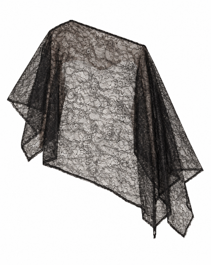 Lace Poncho Top - Black