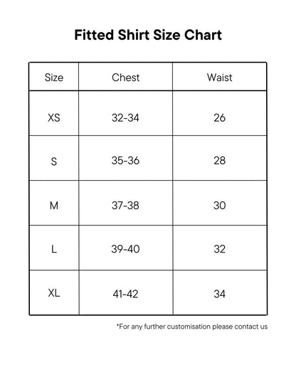 Size chart Fitted shirt