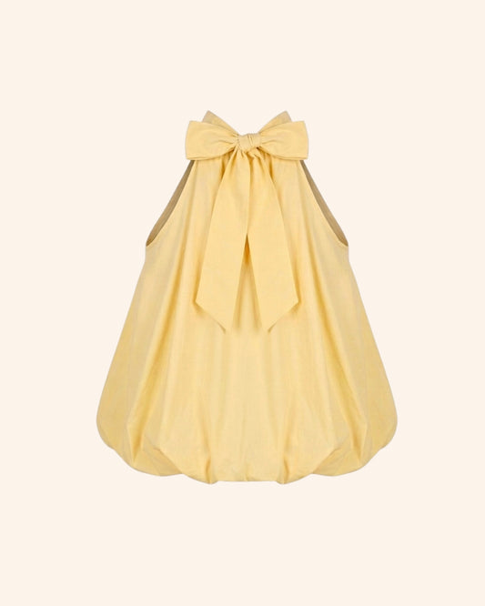 Butter yellow Bow Balloon Top