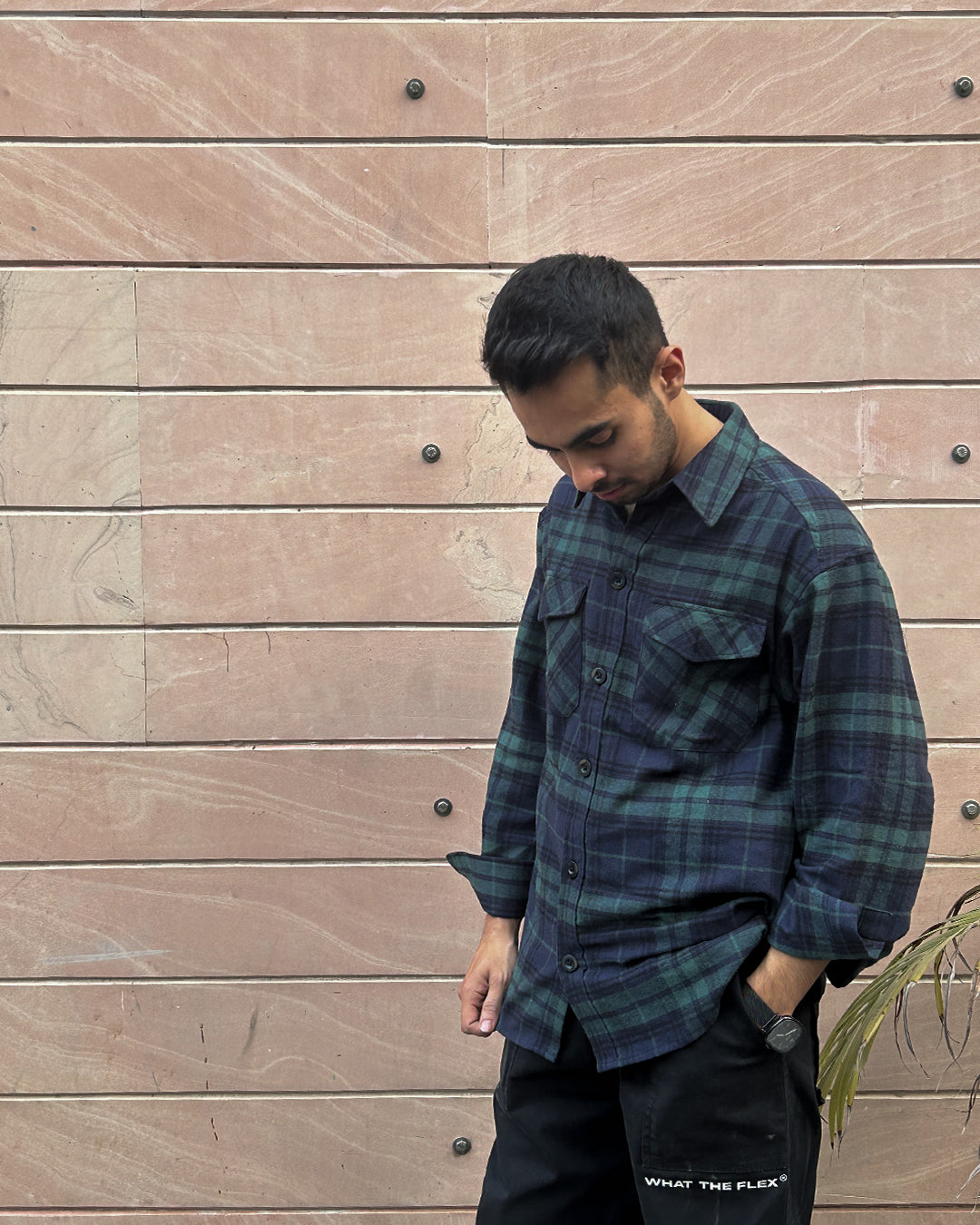 Blue-Green Plaid Oversized Unisex Shacket