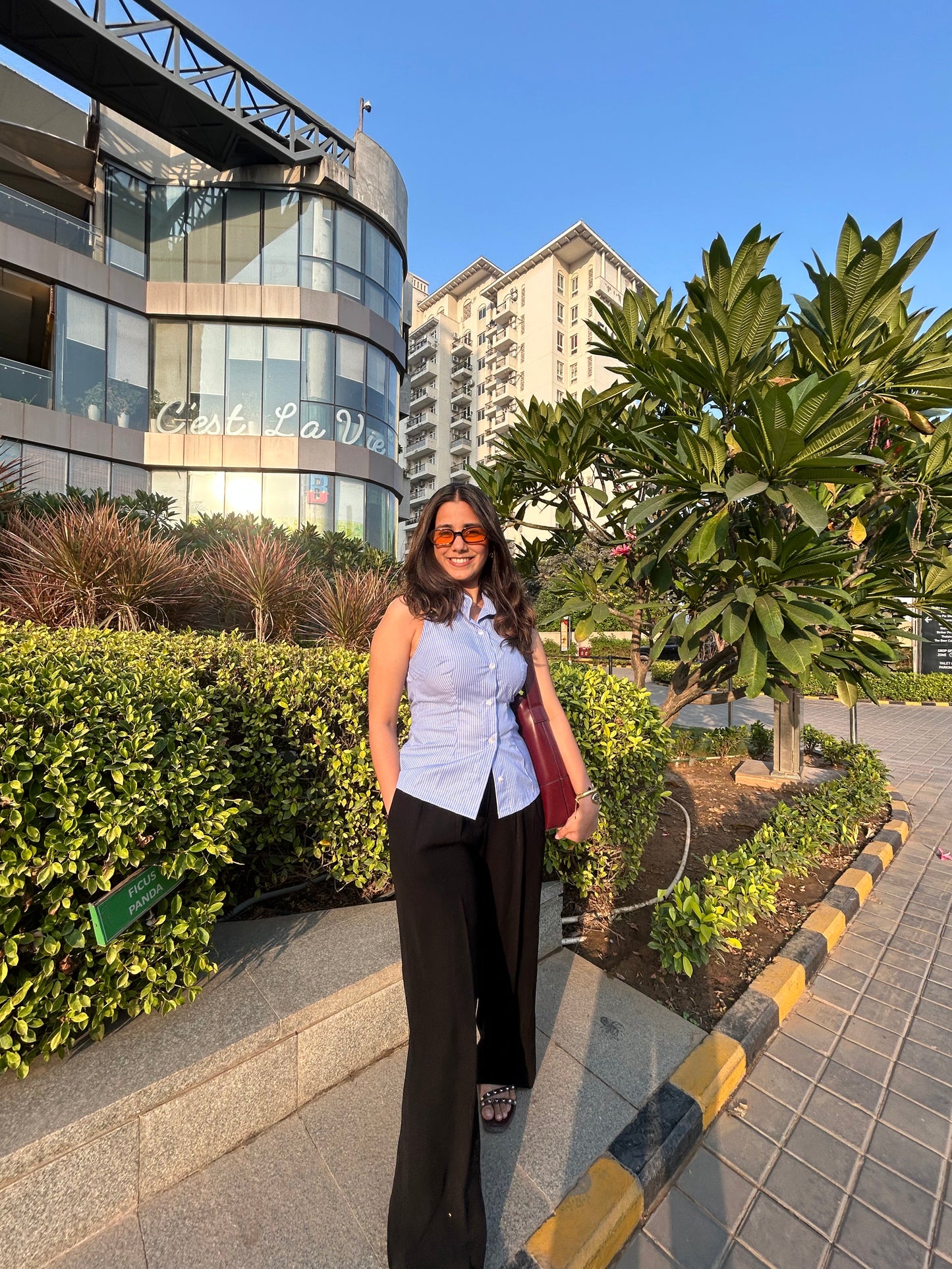 black tailored trousers