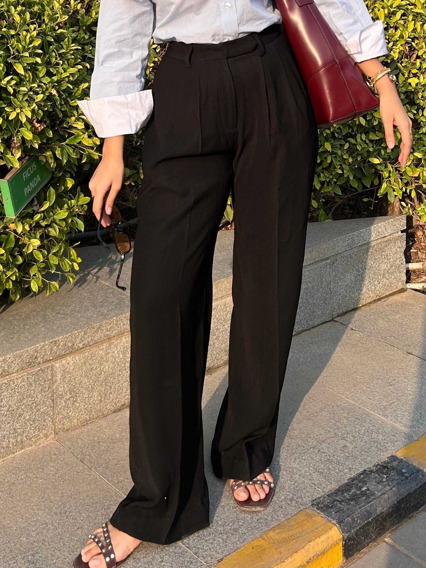 Clofii Jet Black Tailored Trouser front view