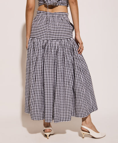 gingham cotton skirt close up