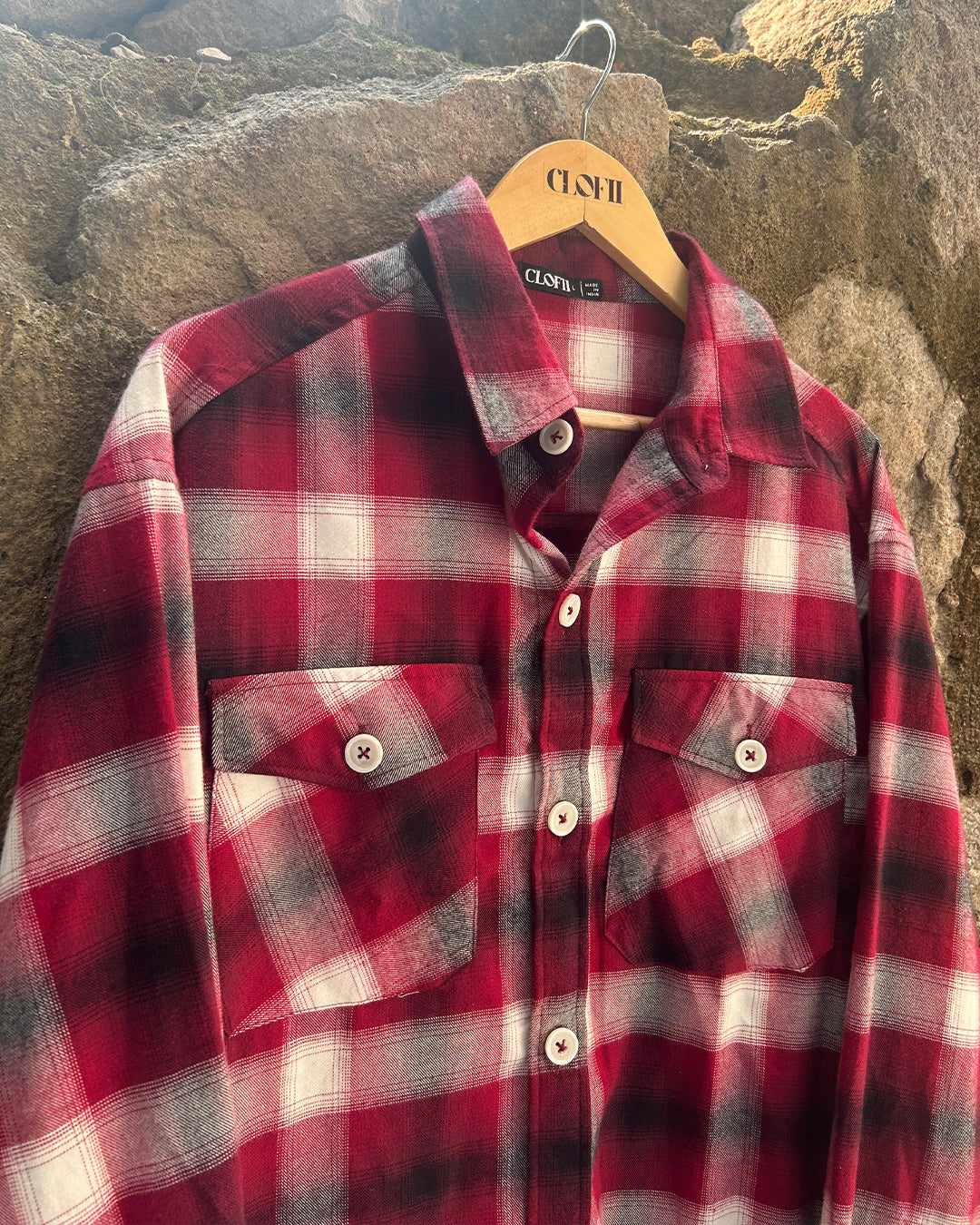 Maroon Plaid Oversized Unisex Shacket