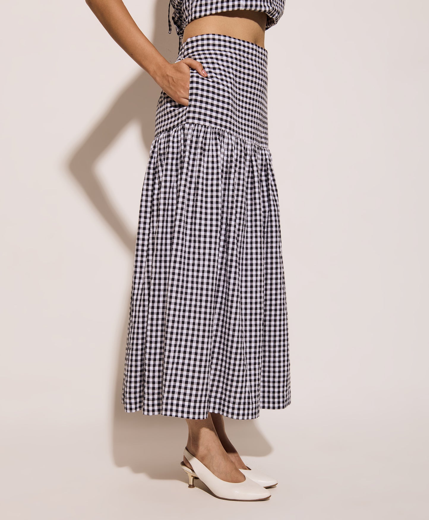 women’s black gingham checkered skirt
